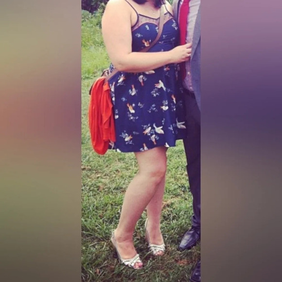 Target Xhilaration Navy  Blue and Orange High Low Bird Dress - Woman's Large - Picture 9 of 10